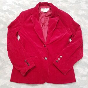 Vintage DC Collection Blazzer Womens 11/12 Red Button‎ Long Sleeve